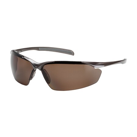 Pip Semi-Rimless Safety Glasses with Gloss Bronze Frame, Polarized Brown Lens and Anti-Scratch Coating 250-33-1042
